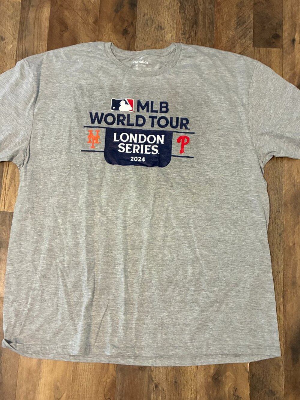 Fanatics MLB World Tour 2024 London Series T-Shirt Mets vs Phillies Gray Men XXL